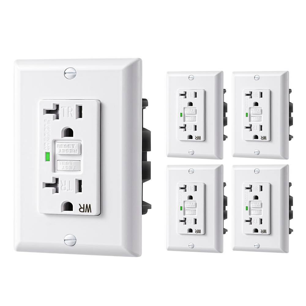 20 Amp 125-Volt Duplex No Nuisance Tripping GFCI Outlet, White (5-Pack) price history on PriceWatchPro