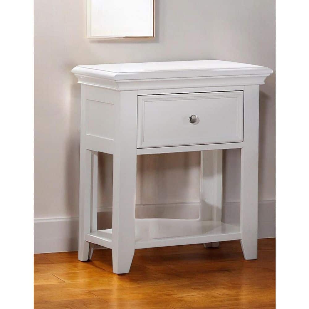 White 1 Drawer 22 in. W Nightstand