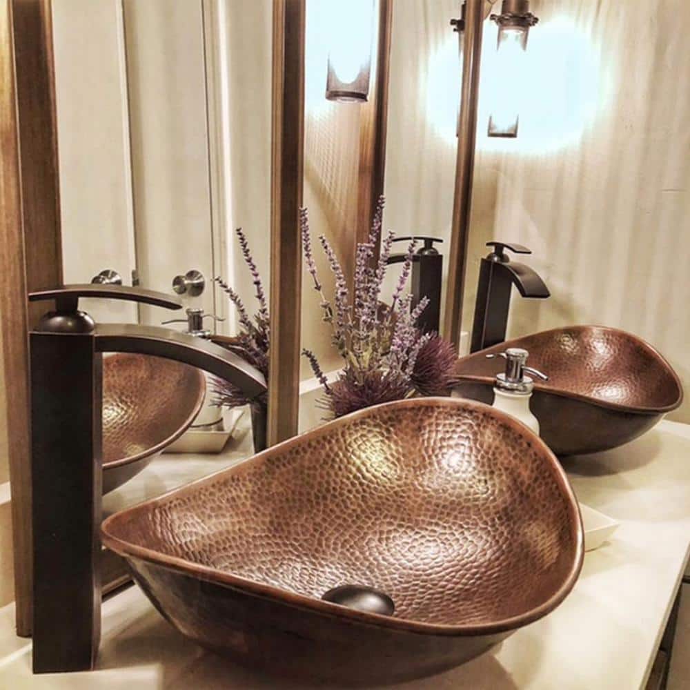SINKOLOGY Confucius 19 in. Copper Vessel Sink Handmade Pure Copper Sink in Antique Copper SINKOLOGY Confucius 19 in. Copper Vessel Sink Handmade Pure Copper Sink in Antique Copper