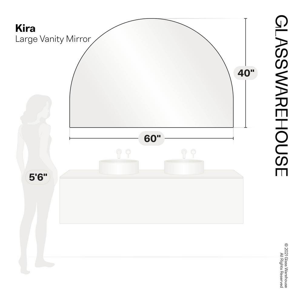 Black Steel 60" x 40" Arched Frameless Mirror
