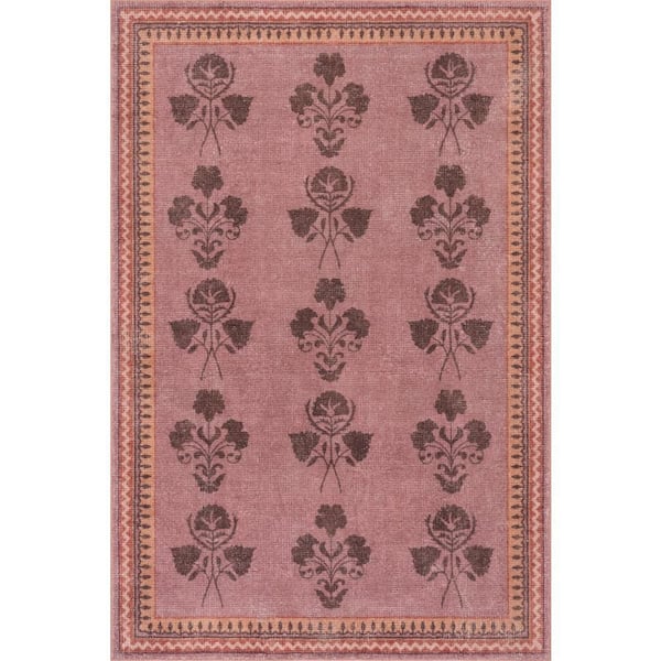 Padma Lakshmi X Rugs Floris Hand-Tufted Floral Wool-Blend Pink 6 ft. x 9 ft. Indoor Area Rug