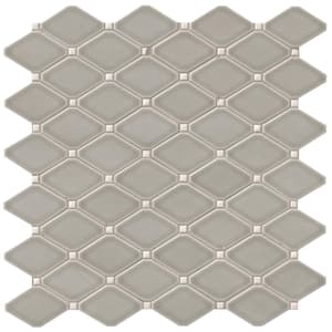 Take Home Tile Sample - Dove Gray 4 in. x 4 in. Glossy Ceramic Mosaic Tile
