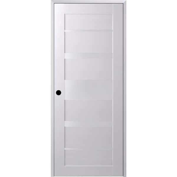 Belldinni Kina 32 in. x 80 in. Right-Hand 5-Lite Frosted Glass Solid Core Bianco Noble Composite Single Prehung Interior Door