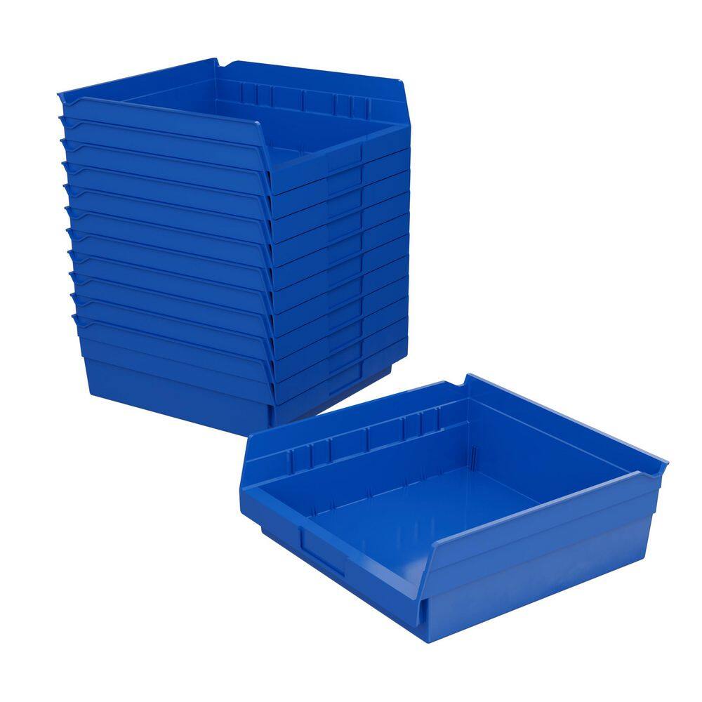 30170 Plastic Storage Shelf Bins, 11-5/8 in. x 11-1/8 in. x 4 in., Blue, 6-pack price history on PriceWatchPro