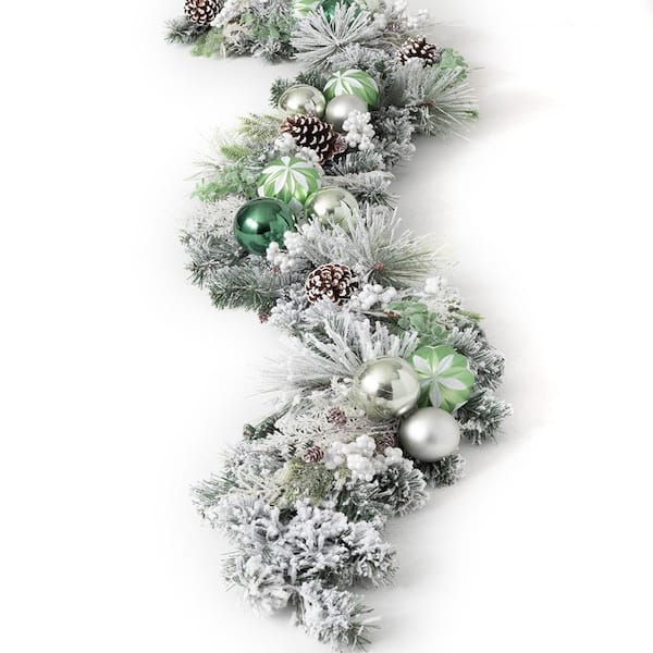 SULLIVANS 6.8 ft. Multicolor Pine and Ball Unlit Artificial Christmas Garland