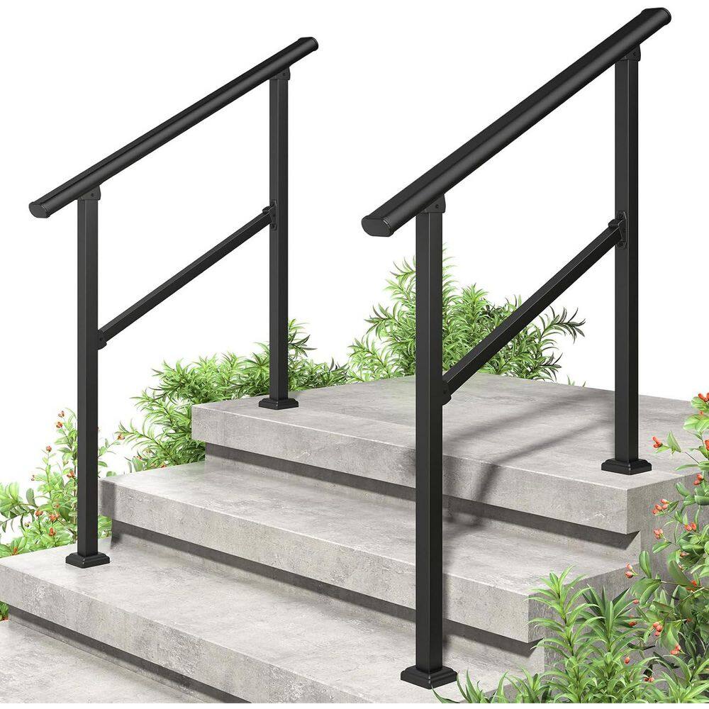 40 in. x 36 in. 3-Step Black Carbon Steel Stair Railing Kit, Safety Outdoor Handrails for Exterior Steps (2-Pack) price history on PriceWatchPro