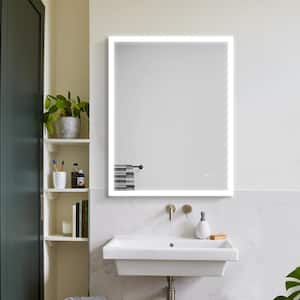 28 in. W x 36 in. H Rectangular Frameless Wall Mount Bathroom Vanity Mirror in Silver Vertical & Horizontal Hang