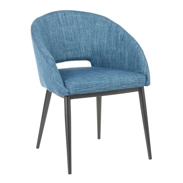 Lumisource Renee Contemporary Blue Upholstered Chair with Black Metal ...