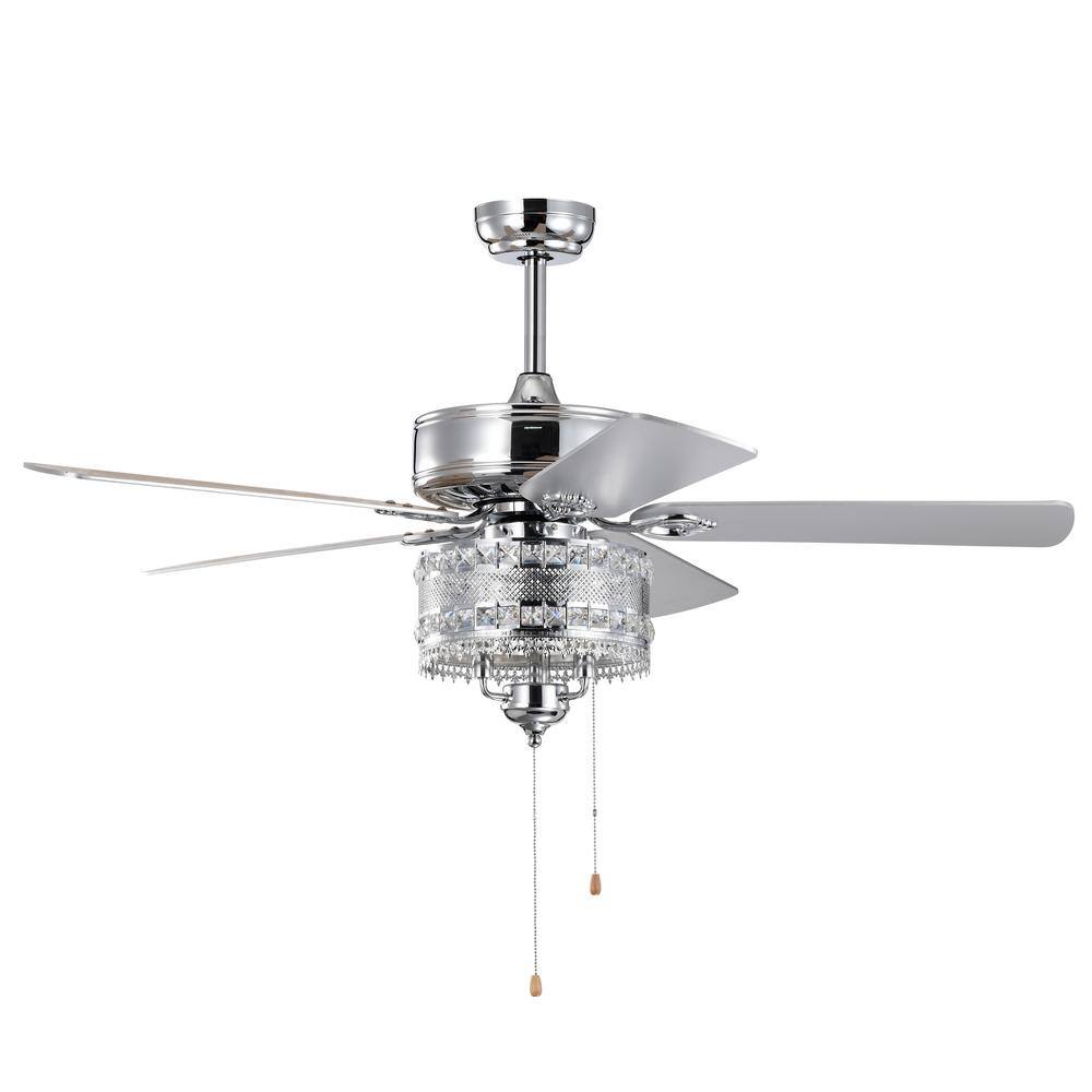 52 in. Indoor Chrome Ceiling Fan with Finished Blades