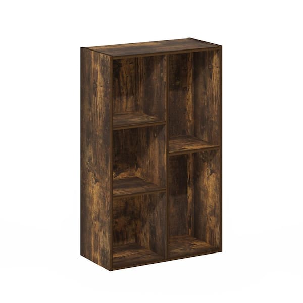 Furinno Luder 31.5 in. Tall Amber Pine Wood 5-Shelf Standard Bookcase