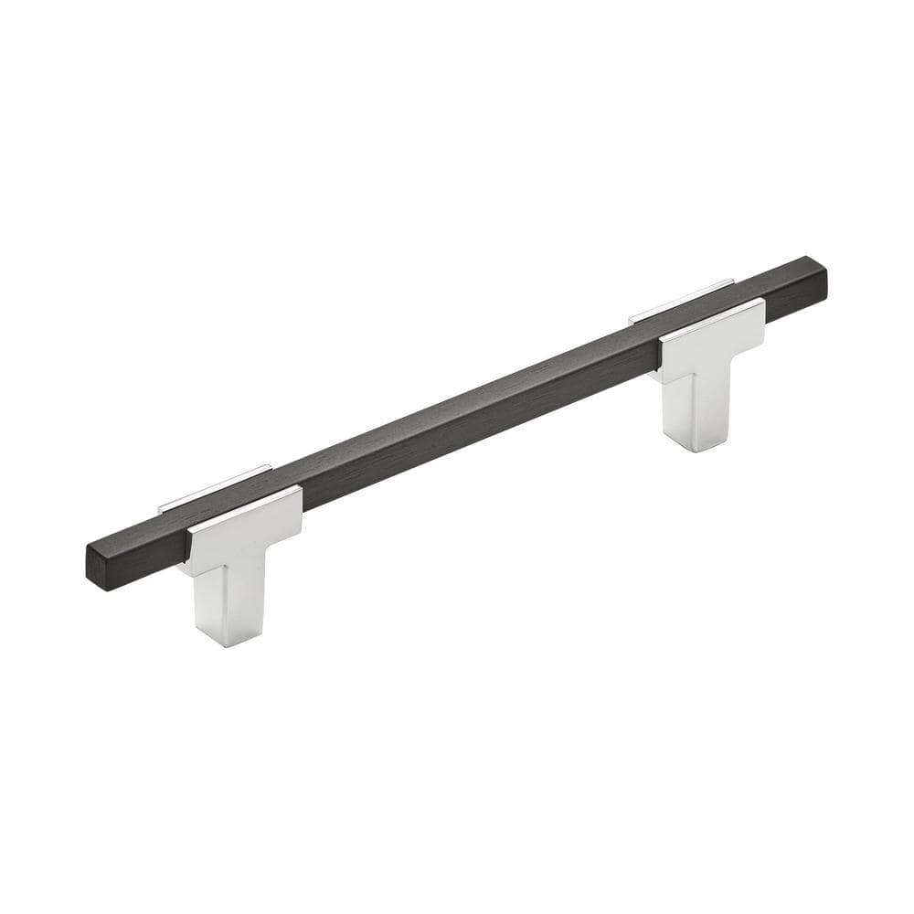 Urbanite 5-1/16 in. (128mm) Modern Polished Chrome/Brushed Matte Black Bar 