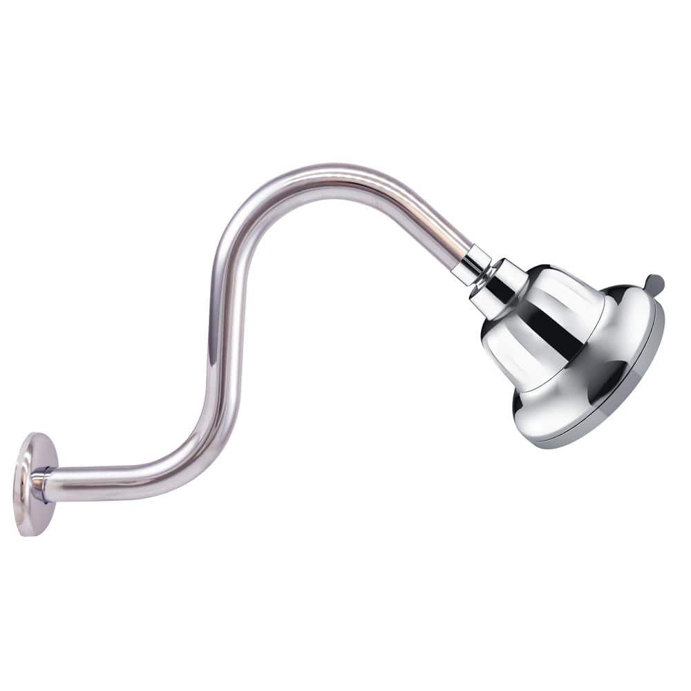 Westbrass 7-Spray Patterns 1.8 GPM 5 in. Wall Mount Fixed Shower Head with Filter and S-Shape 8 in. Shower Arm in Polished Chrome