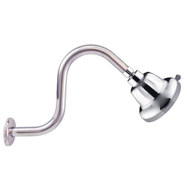 7-Spray Patterns 1.8 GPM 5 in. Wall Mount Fixed Shower Head with Filter and S-Shape 8 in. Shower Arm in Polished Chrome