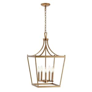 Kenris 4-Watt 5-Light Gold Pendant Light with Iron Shade