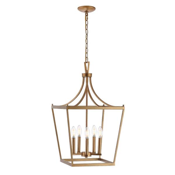 SAFAVIEH Kenris 4-Watt 5-Light Gold Pendant Light with Iron Shade