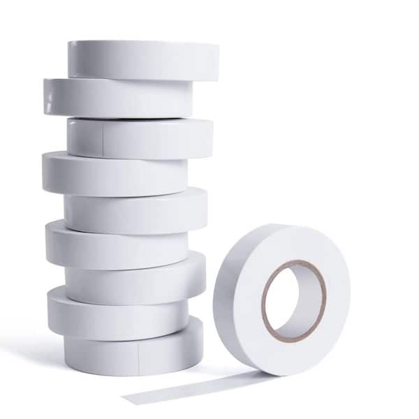 3/4 in. x 66 ft. Electrical Tape White 10-Pack Insulation Protection Flame Retardant Professional Grade