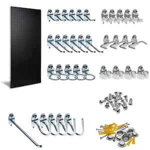 DuraBoard (1) 24 in. H x 48 in. W Black ABS Pegboard with Locking Hook Assortment (36-Piece)