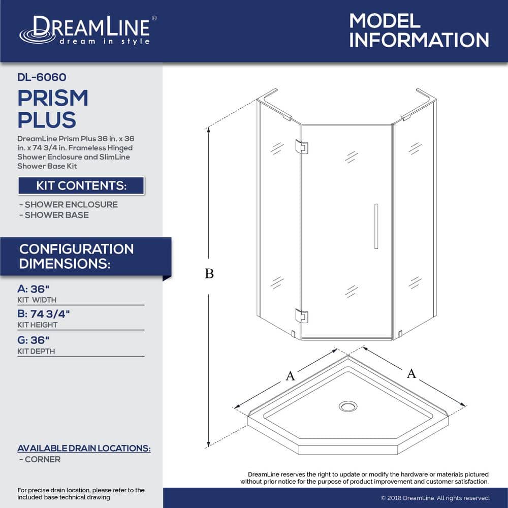 Prism Plus Frameless Neo-Angle Shower Enclosure with Clear Glass