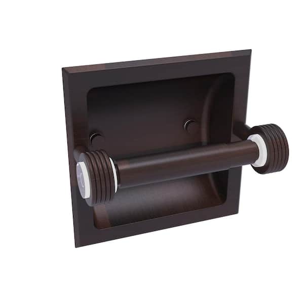 Allied Brass Clearview Recessed Toilet Paper Holder with Groovy Accents in Venetian Bronze
