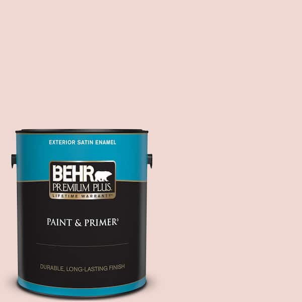 BEHR PREMIUM PLUS 1 gal. #150E-1 Delicate Blush Satin Enamel Exterior Paint & Primer