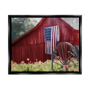 Country Farm Meadow Americana Design by Kim Allen Floater Framed Architecture Art Print 21 in. x 17 in.