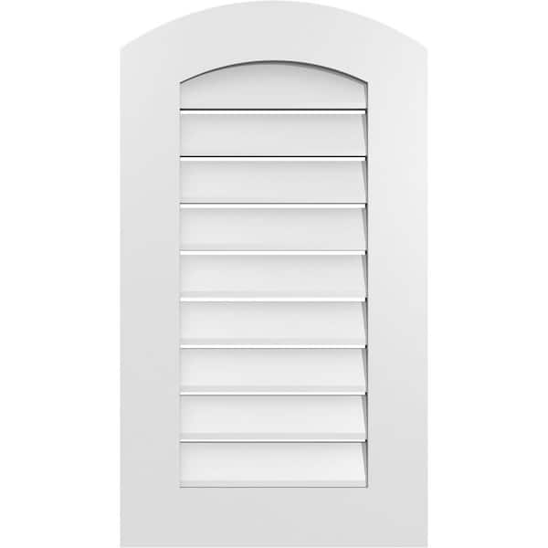 Ekena Millwork 18 in. x 30 in. Arch Top Surface Mount PVC Gable Vent: Decorative with Standard Frame