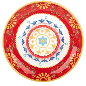 Spice Love 13.75 in. Multi-Colored Earthenware Round Chip And Dip Server