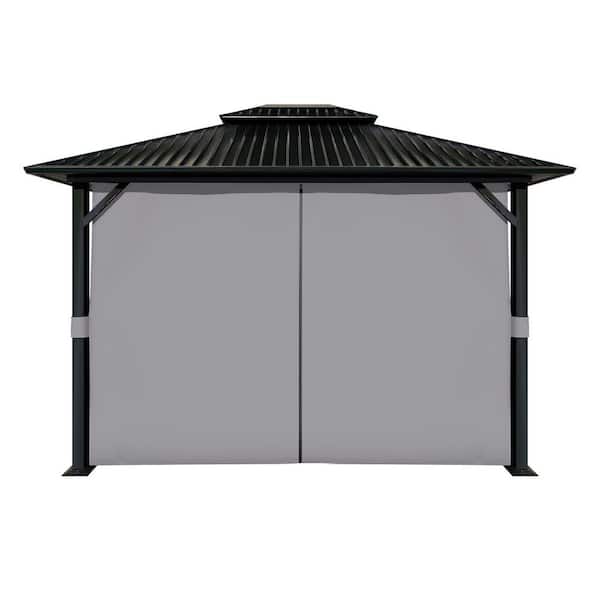 Aoodor 12 ft. x 12 ft. Gazebo Universal Replacement 4-Panel Privacy Curtain Sidewalls Gray