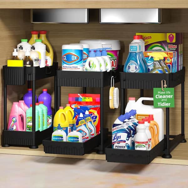 12.8 in. Under Sink Organizer with Sliding Drawers for Kitchen, Bathroom Cabinet Organizer and Bathroom Storage (3-Pack)