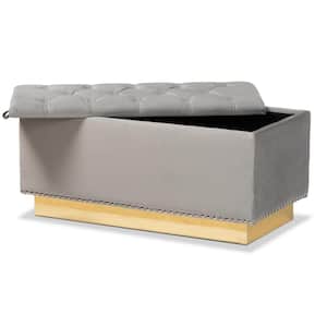 Powell Grey and Gold Storage Ottoman