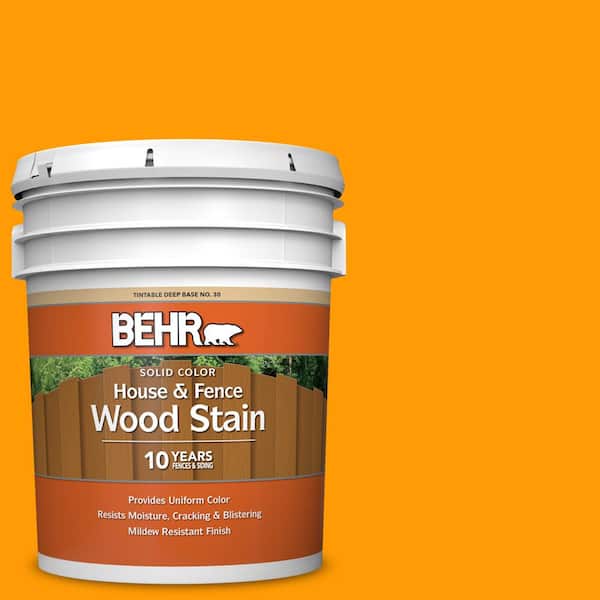BEHR 5 gal. #S-G-320 Atomic Tangerine Solid Color House and Fence Exterior Wood Stain