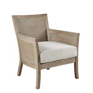 Blaine Cream/Reclaimed Arm chair Natural 28 in. W x 28.5 in. D x 33.5 in. H Cane