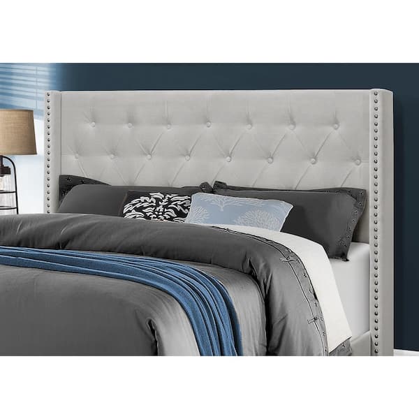 Light Grey Velvet Queen Size Bed Hd5985q The Home Depot