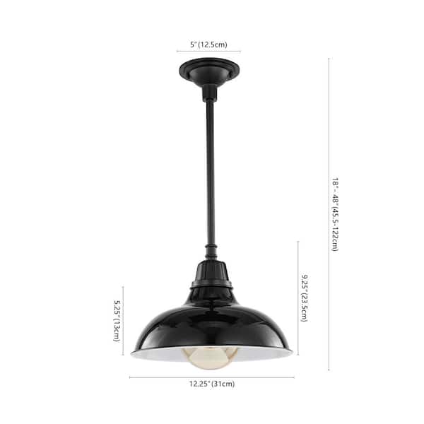JONATHAN Y Jasper 12.25 in. 1-Light Black Farmhouse Industrial