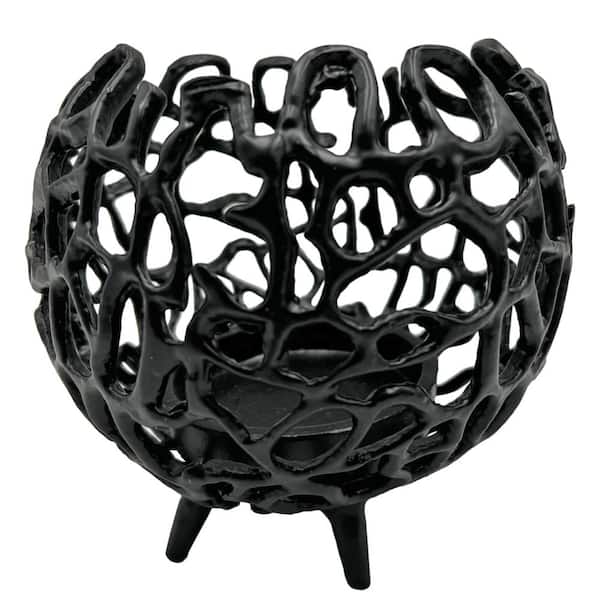 6 in. Black Orbital Aluminum Candle Holder