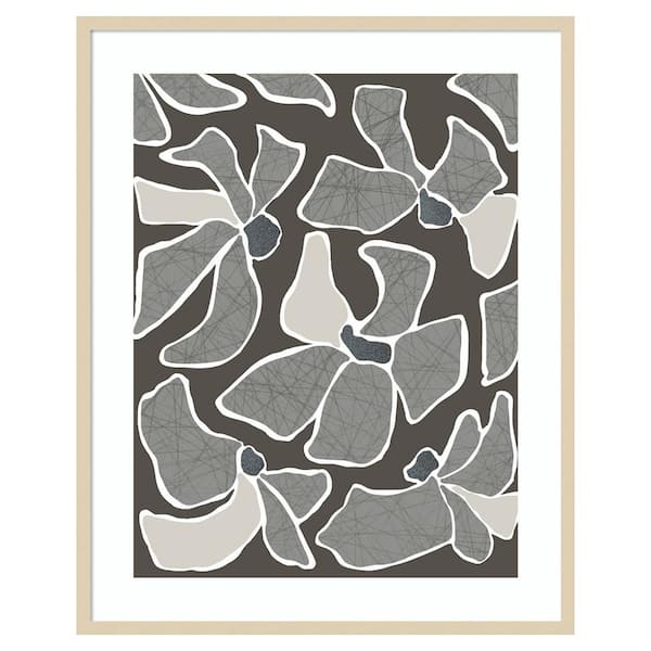 Amanti Art Grey Flower Blooms II by Regina Morre 33 in. W x 41 in. H. Wood Framed Wall Art Print Framed in Brown