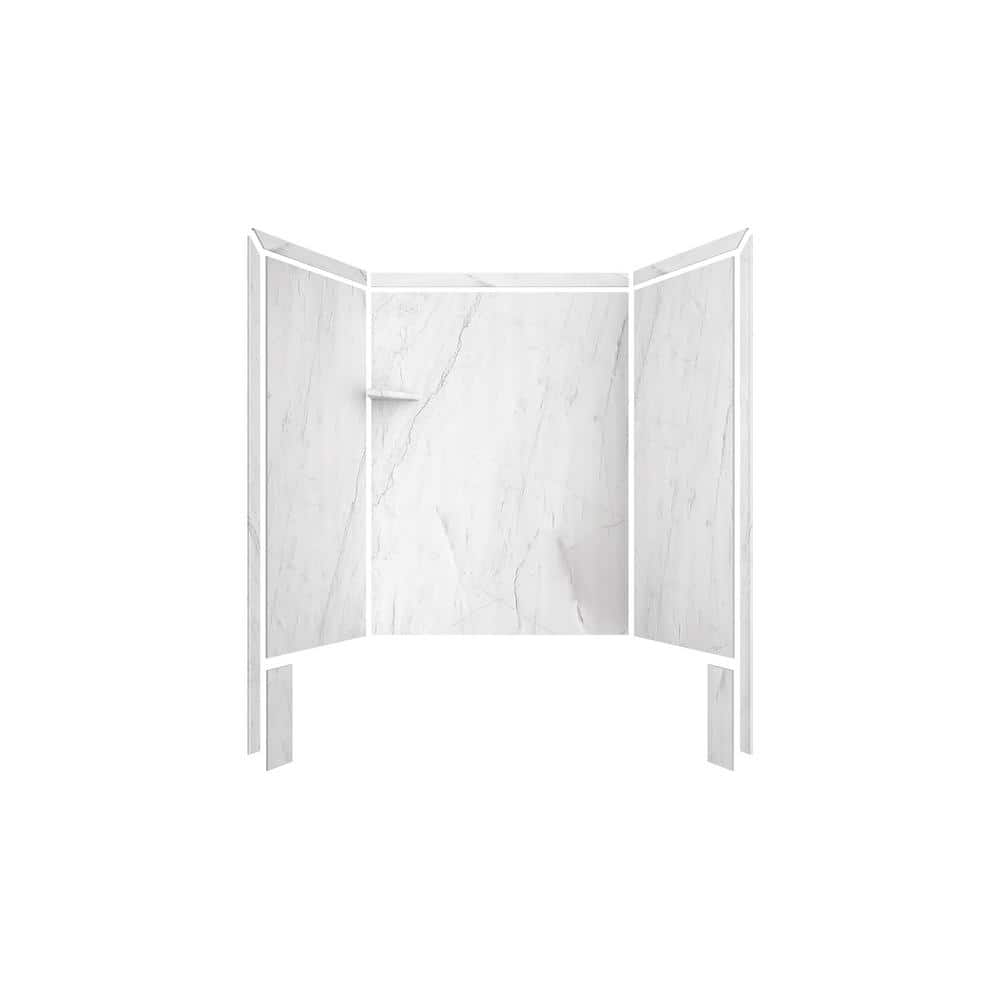 Oyster White Marble 60" x 36" x 80" Alcove Bathtub/Shower Surround