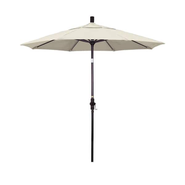 California Umbrella 7.5 ft. Bronze Aluminum Market Patio Umbrella Collar Tilt Crank Lift in Canvas Pacifica