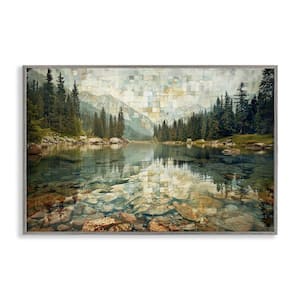 Tiled Mountain Landscape by LSR Design Studio Gray Framed Nature Giclee Art Print 16 in. x 24 in.