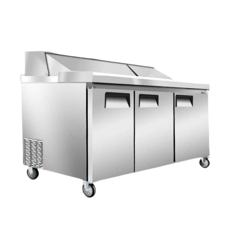 72 in. W 20.27 cu. ft. Commercial Refrigerator Sandwich and Salad Preparation Table 2-Door in Stainless Steel