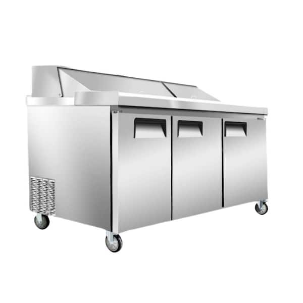 72 in. W 20.27 cu. ft. Commercial Refrigerator Sandwich and Salad Preparation Table 2-Door in Stainless Steel
