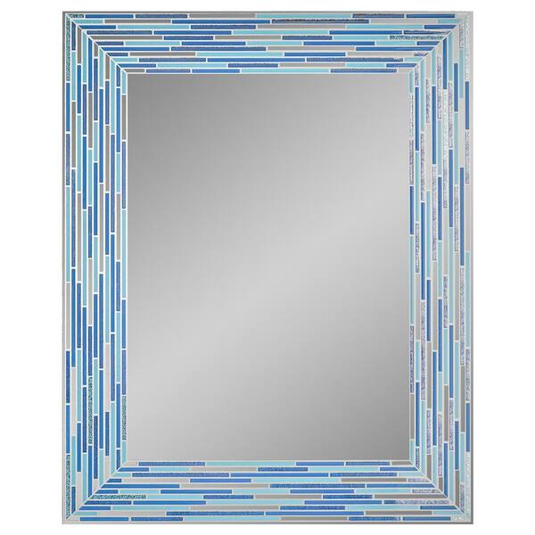 Head West 23 in. x 30 in. Frameless Reeded Aqua/Blue 2Tiled Printed