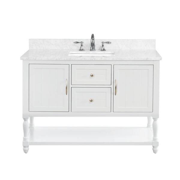Tile Top Elizabeth 49 In W X 22 D 34 75 H Vanity White With Carrara Marble Basin Th0551 The Home Depot Carrara Marble Vanity Top, How Are Cultured Marble Vanity Tops Madeira
