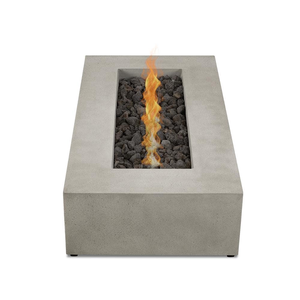 Gray Rectangular Glass Fiber Reinforced Concrete Gas Fire Pit Table