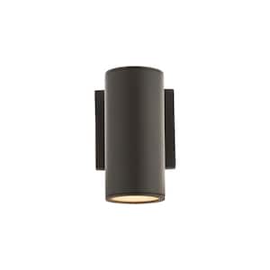 Cylinder Bronze LED Single Up or Down Outdoor Wall Cylinder Light, 3000K