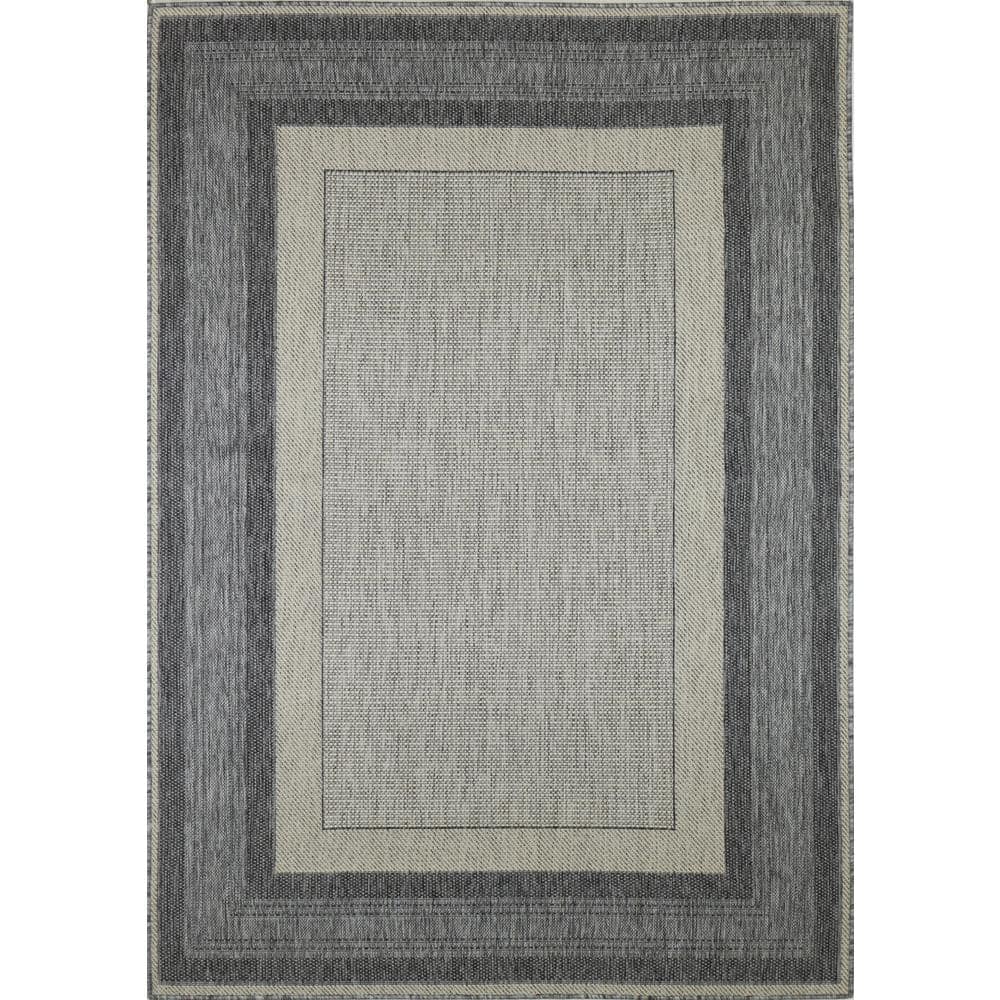 Lanai Beige/Grey 8 ft. x 10 ft. (7 ft. 10 in. x 10 ft.) Geometric Transitio