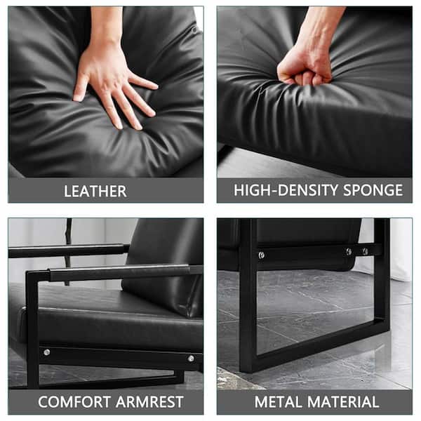 Extra-Thick Padded Backrest and Seat Cushion Sofa Chairs - Black