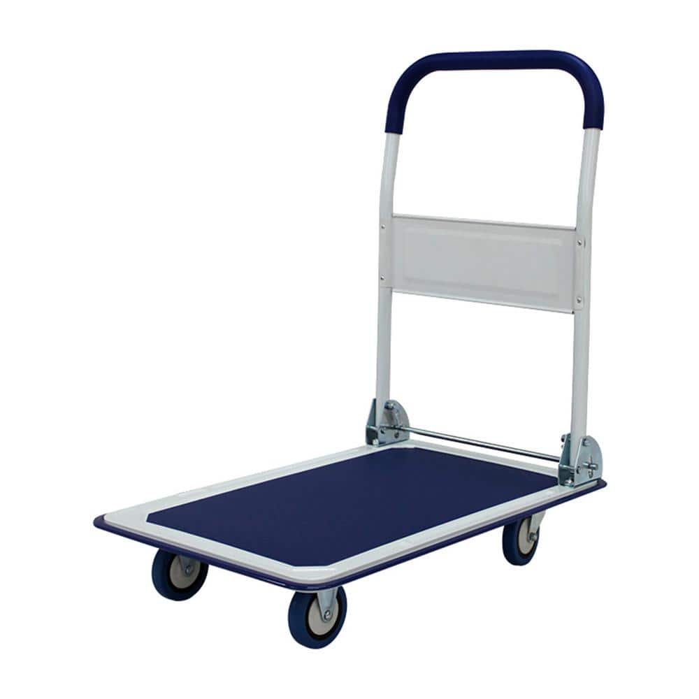 Miscool Anky 660 lbs. Capacity Platform Truck Hand Flatbed Dolly Folding Moving Push Heavy-Duty Rolling Cantilever Cart in Blue -  JPHC-660C-BU