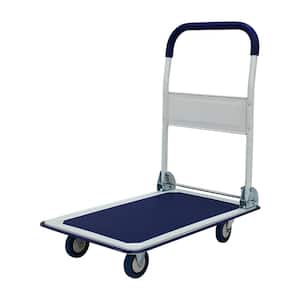 Anky 660 lbs. Capacity Platform Truck Hand Flatbed Dolly Folding Moving Push Heavy-Duty Rolling Cantilever Cart in Blue