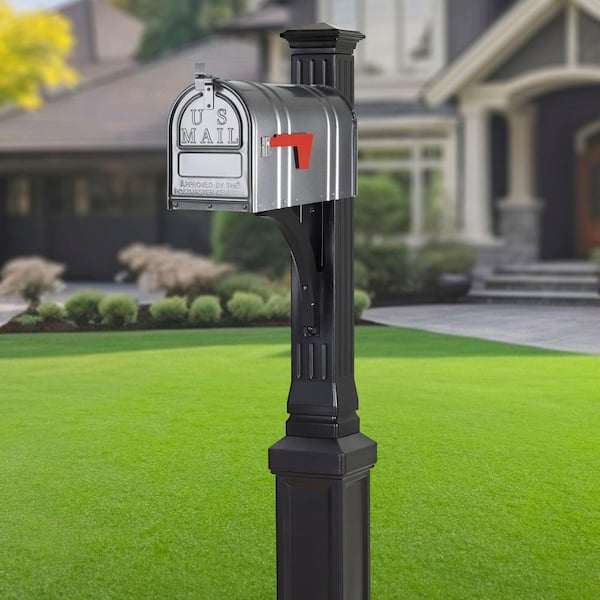 Postal PRO Carlton Post Mount Mailbox Pewter PP150SPW - The Home Depot